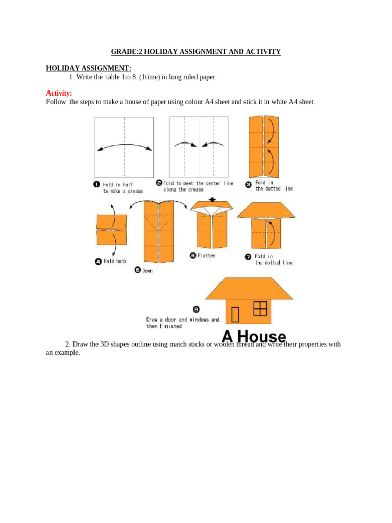 Activity:: Grade:2 Holiday Assignment and Activity Holiday Assignment | PDF