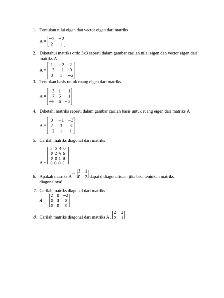 Nilai dan Vektor Eigen Matriks 3x3 | PDF