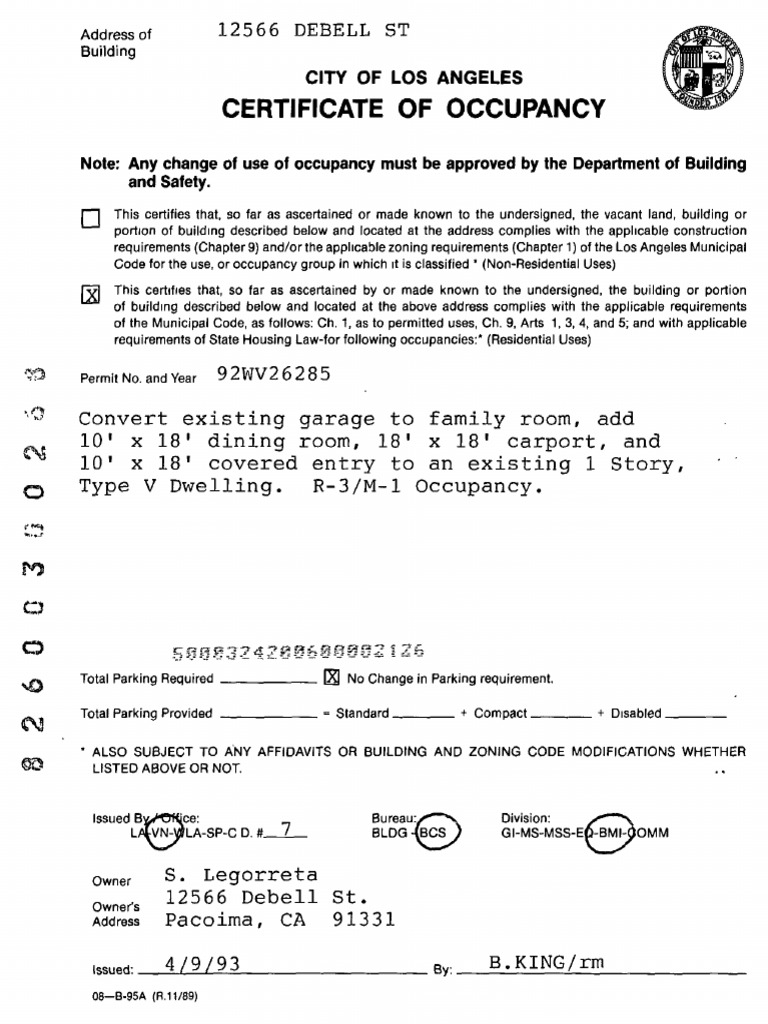 Certificateof OCCUPANCYx | PDF