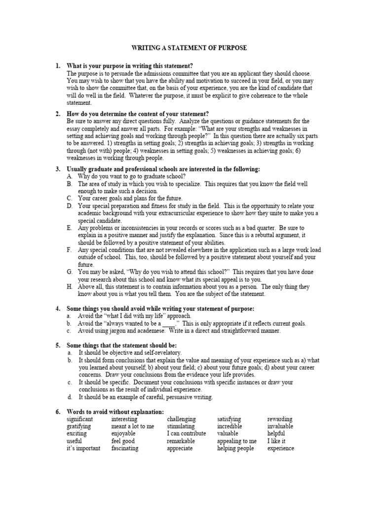 Writing A Statement of Purpose | PDF | Experience | Argument