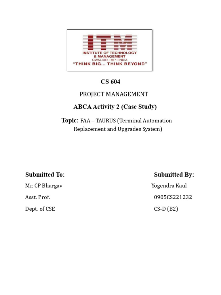 FAA TAURUS Project Management Case Study | PDF | Air Traffic Control ...