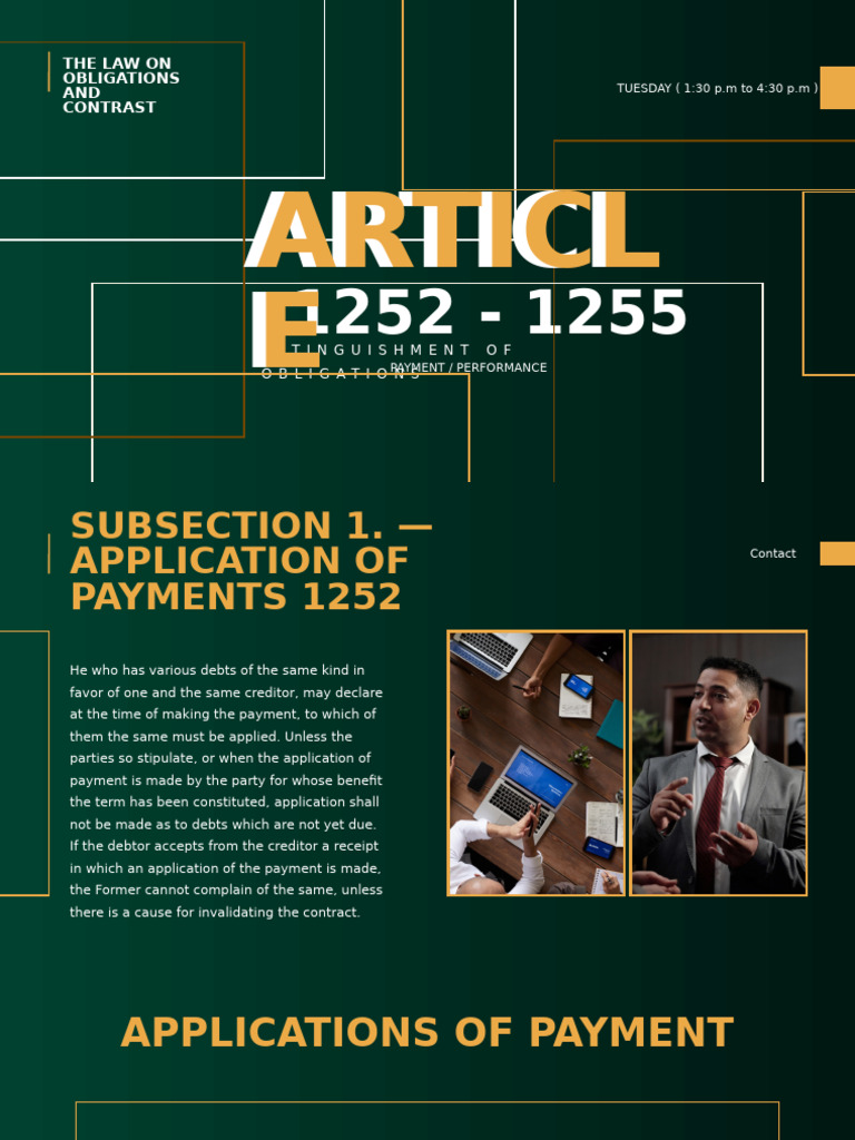 Application of Payments Under Article 1252 | PDF | Debt | Payments