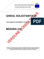 GHIDUL SOLICITANTULUI Pentru Masura 313 Versiunea Consultativa 06 Martie 2012