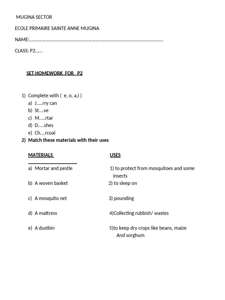 P2 Homework: Materials and Uses | PDF