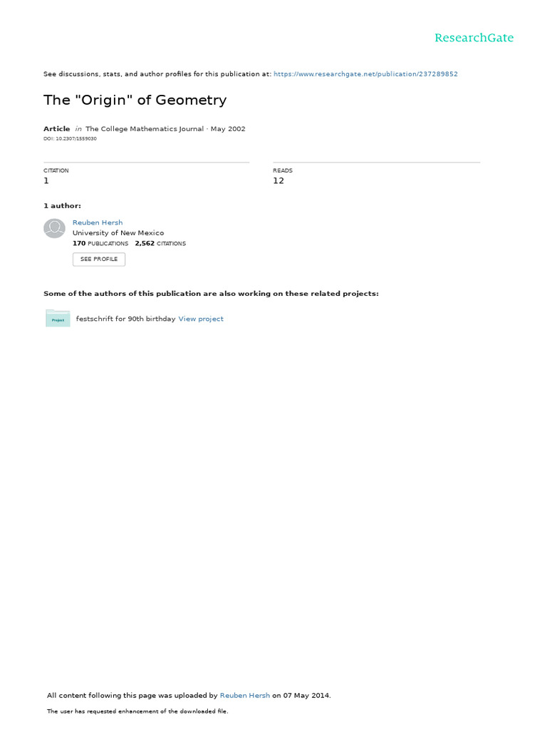 The Origin of Geometry Explained | PDF | Thought | Sound