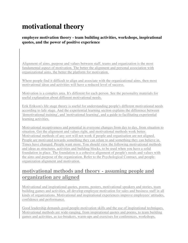 Motivational Theory | PDF | Motivation | Motivational