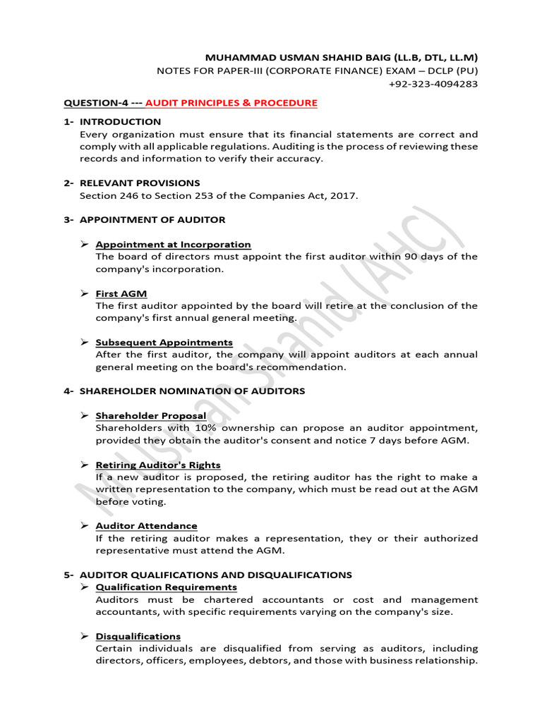 NOTES PAPER III - Topic Audit Principles & Procedures (DCLP) | PDF ...