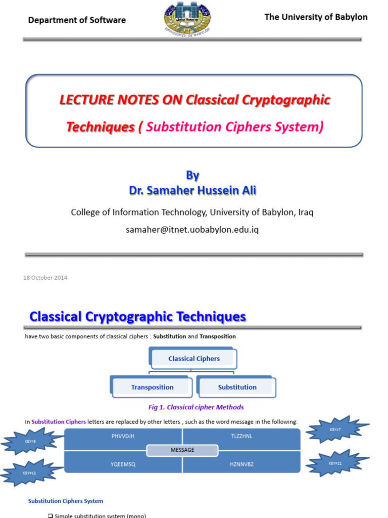 Classical Cryptography Lecture Notes | PDF | Cipher | Secrecy