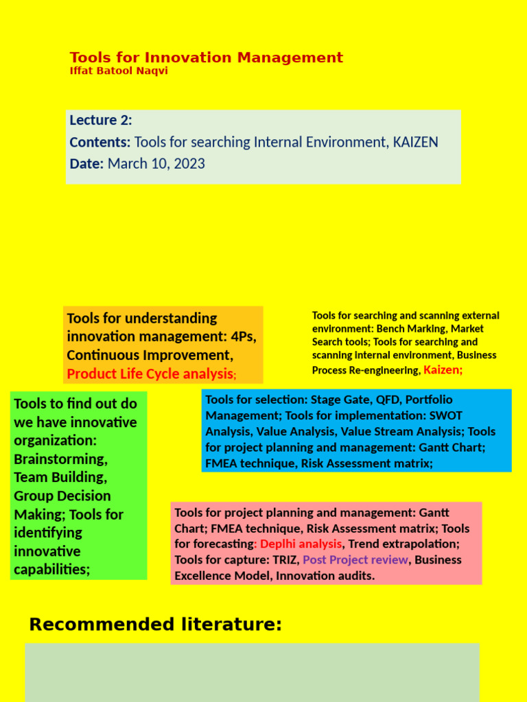 Tools Kaizen Naqvi Lect2 March10 | PDF | Lean Manufacturing | Water