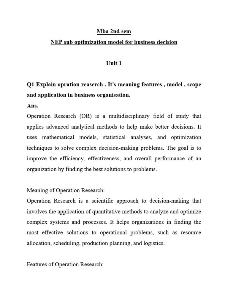 Mba 2nd SM | PDF | Linear Programming | Mathematical Optimization