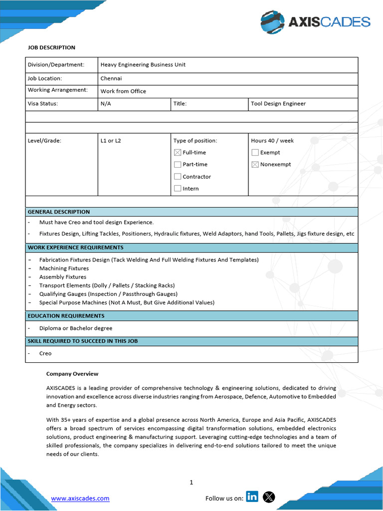 ACTL Tool Design JD Heavy Engg | PDF | Engineering | Business