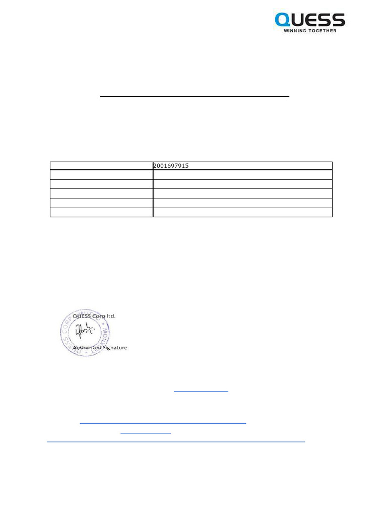 Quess Corp Relieving & Experience Certificate | PDF