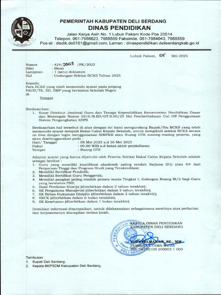 Undangan Seleksi Kepala Sekolah Pdf