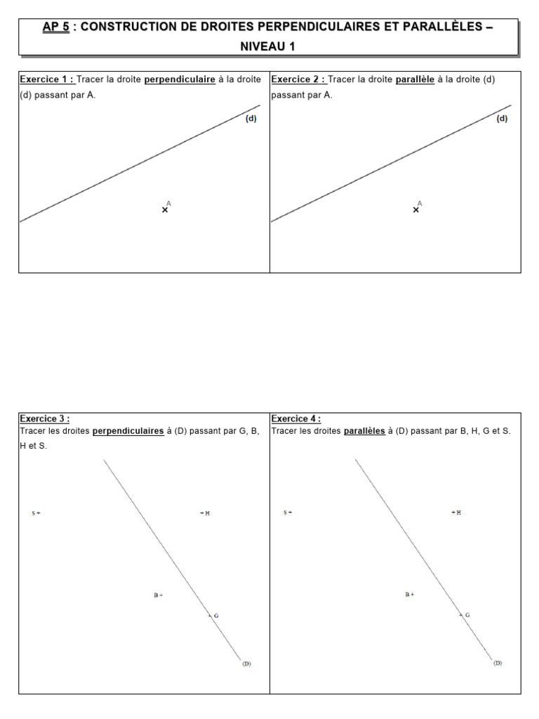 Construction de Droites Perpendiculaires et Parallèles | PDF ...