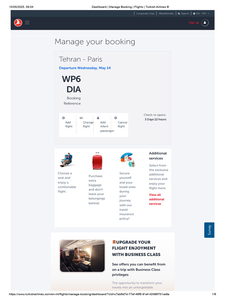 Dashboard _ Manage Booking _ Flights _ Turkish Airlines ® | PDF ...