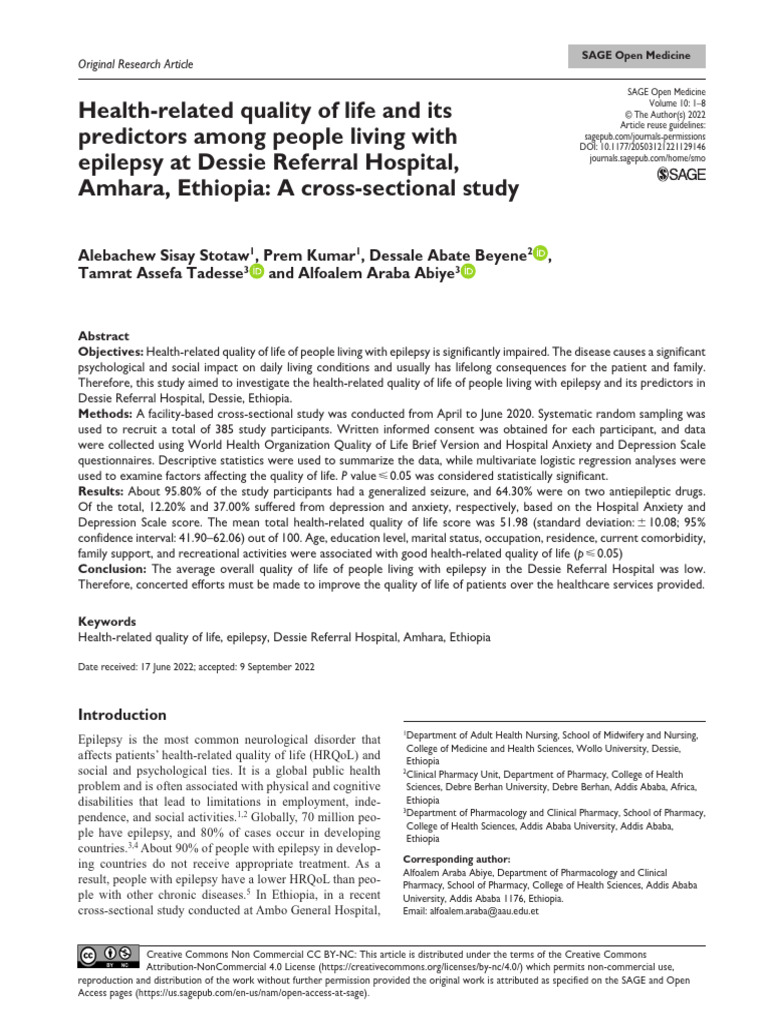 Epilepsy's Impact on Quality of Life in Ethiopia | PDF | Epilepsy ...