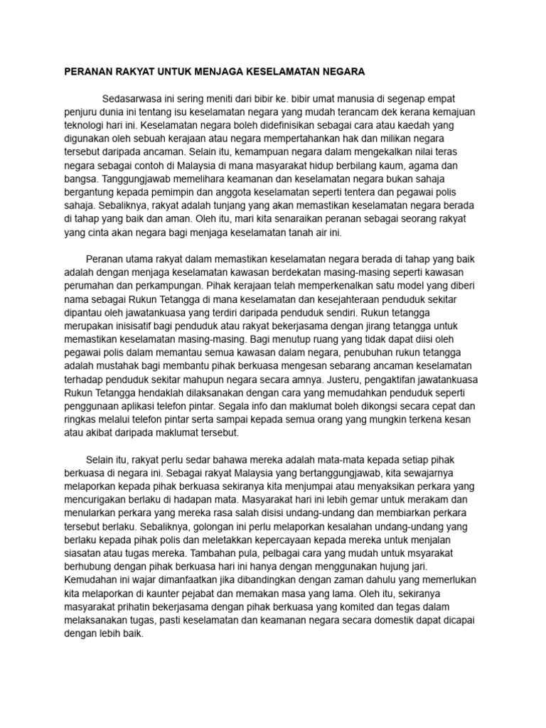 Peranan Rakyat dalam Keselamatan Negara | PDF