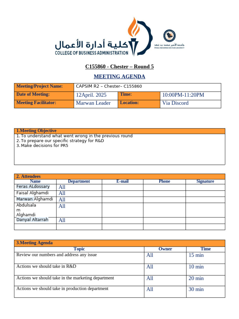 CAPSIM R2 Production Meeting Minutes | PDF