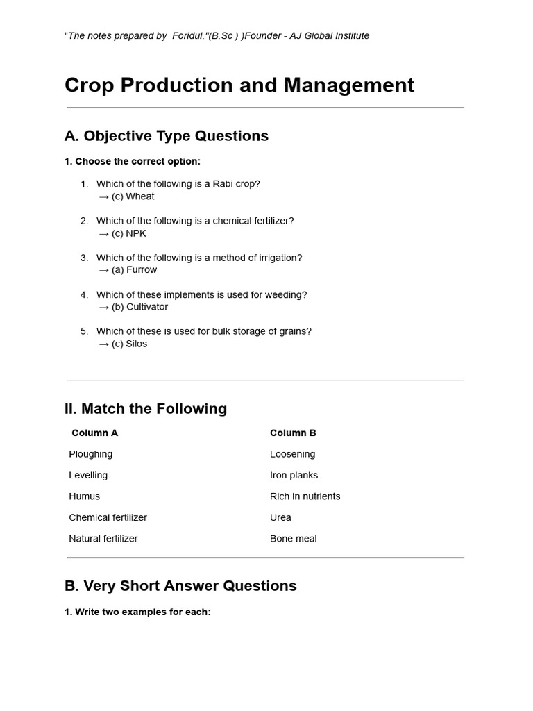 Crop Production and Management-1 | PDF | Crop Rotation | Agriculture