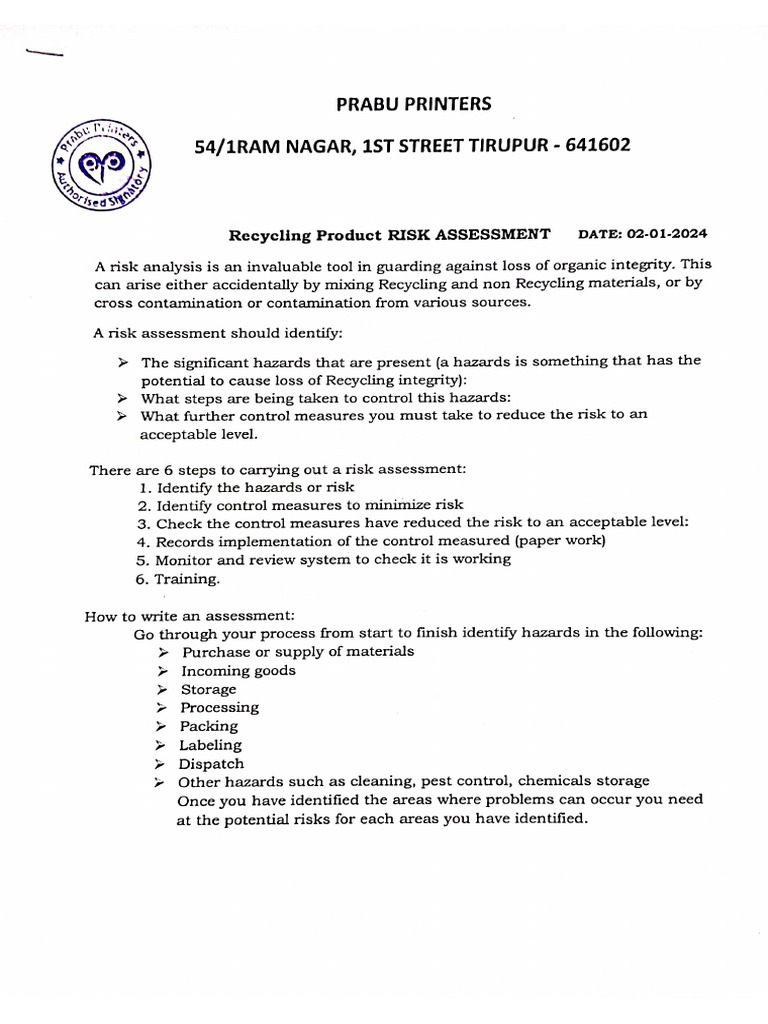 GRS RISK Assessment | PDF