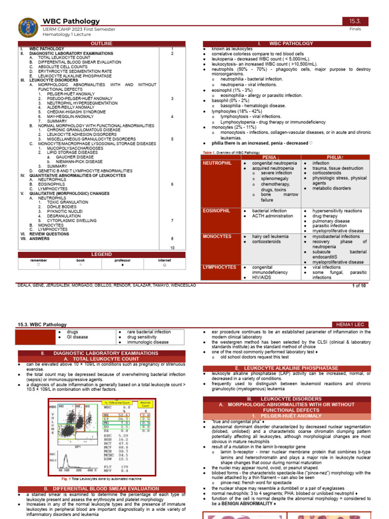 WBC Pathology and Disorders Overview | PDF | White Blood Cell | Granulocyte