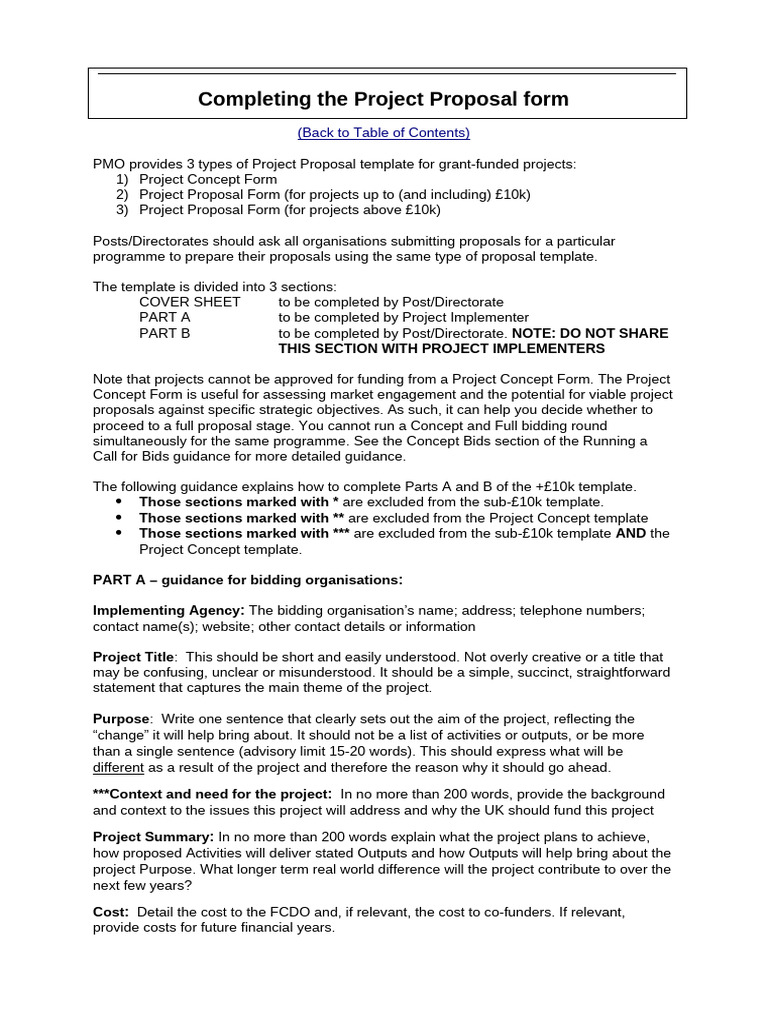 Project Proposal Form Guidance | PDF | Risk | Business