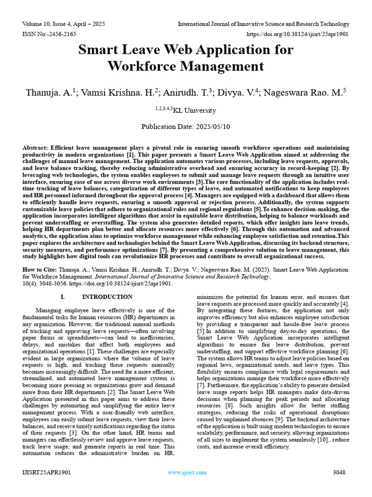 Smart Leave Web Application For Workforce Management | PDF | Moodle ...