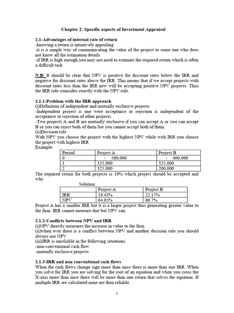 Finance D'Entreprise Chapter 2 | PDF | Net Present Value | Internal ...