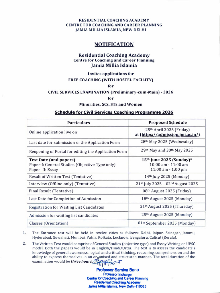Rca Notification Admission 2025april16 | PDF | Government Of India