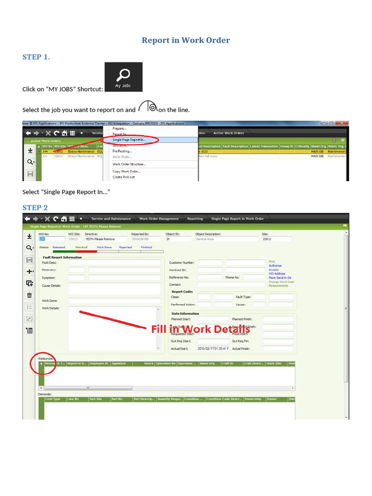 Work Order Reporting Guide | PDF