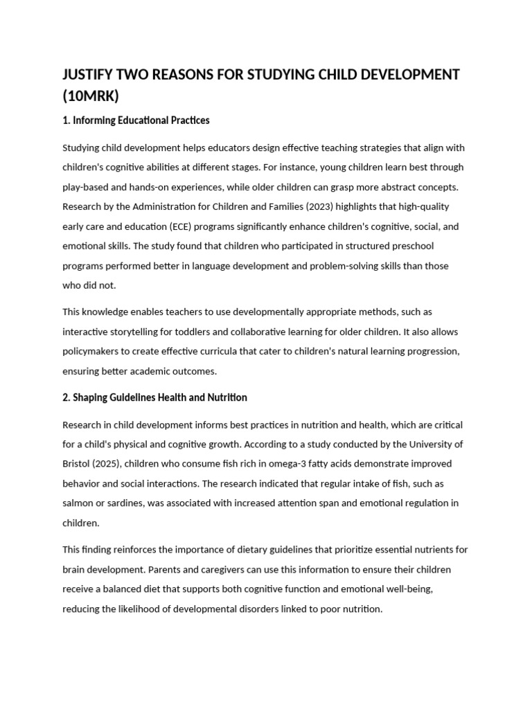 Importance of Studying Child Development | PDF | Child Development ...