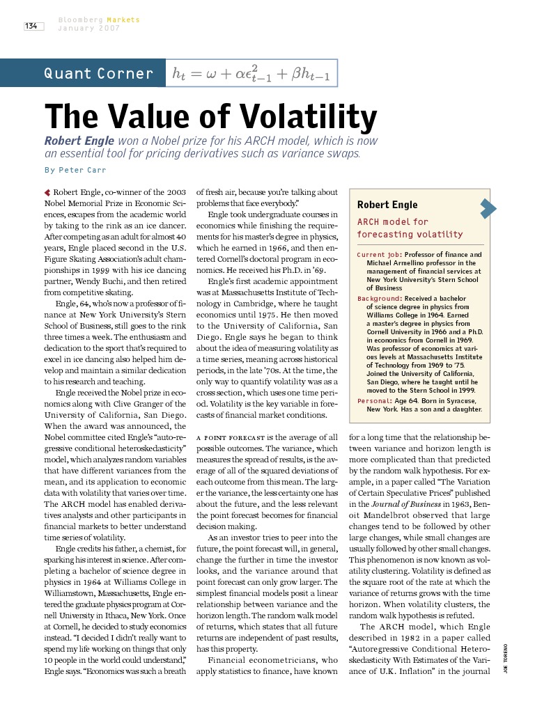 Robert Engle's ARCH Model Explained | PDF | Volatility (Finance) | Time ...