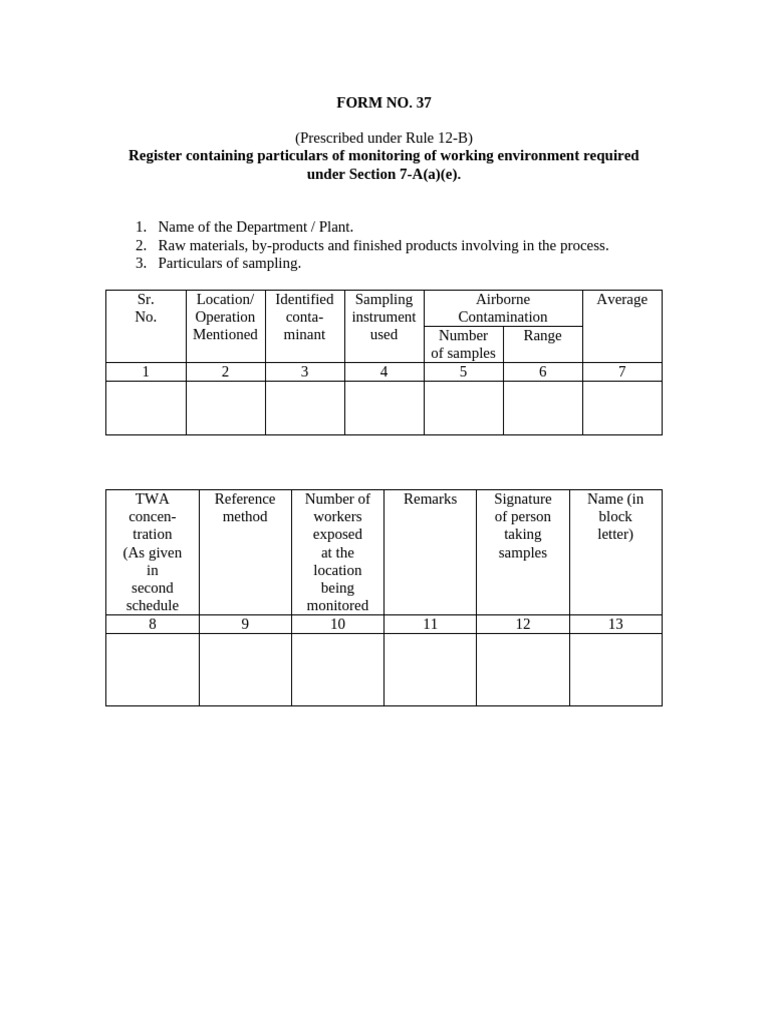Monitoring Register for Form 37 | PDF
