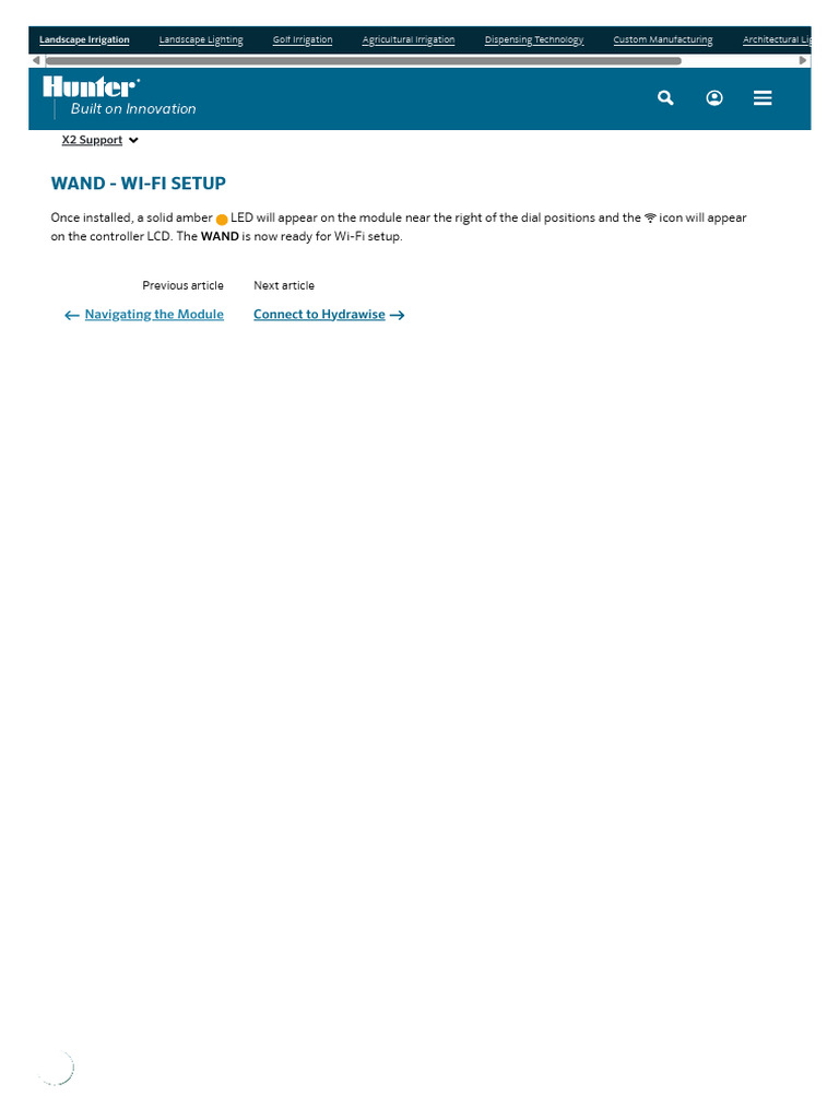 Hunter Wi-Fi Wand Setup Guide | PDF