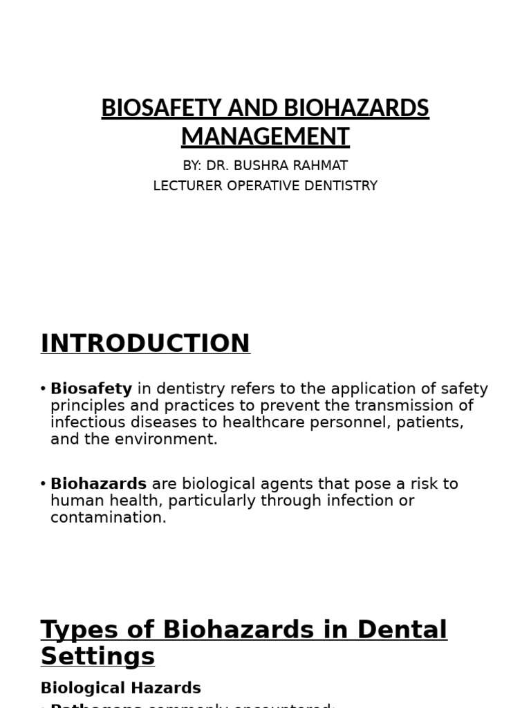 Biosafety and Biohazards Management (BSMT) | PDF | Sterilization ...