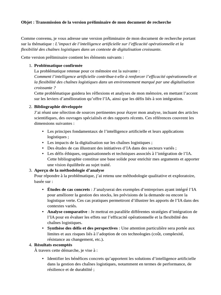 Impact de l'IA sur les chaînes logistiques | PDF | Intelligence ...