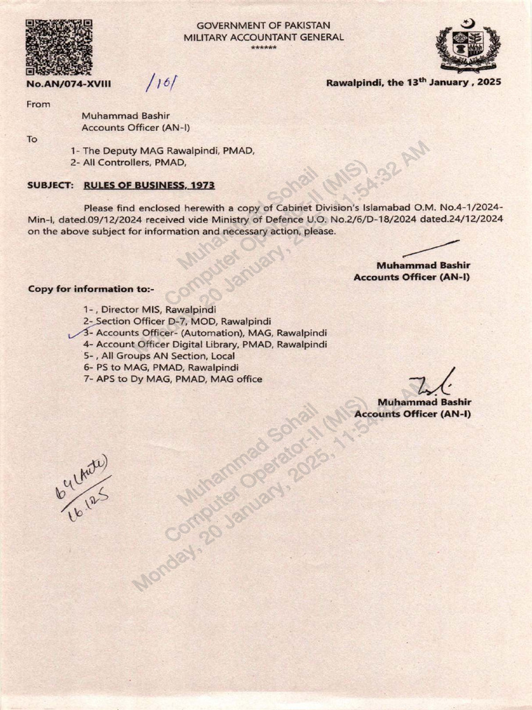 Muhammad Sohail Computer Operator-II (MIS) Monday, 20 January, 2025, 11 ...