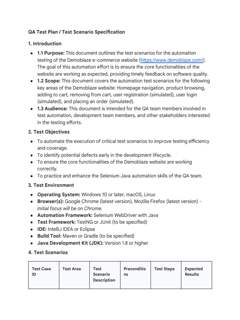 Demoblaze Website Test Scenarios | PDF | Software Testing | Selenium ...