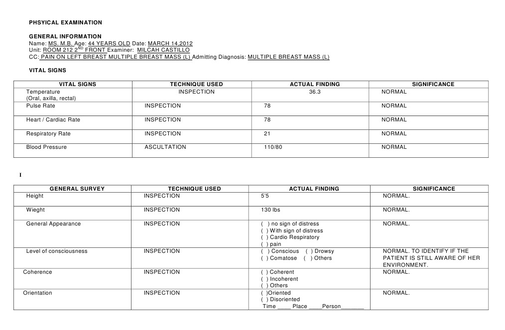 Comprehensive Physical Exam Report | PDF | Lung | Breathing