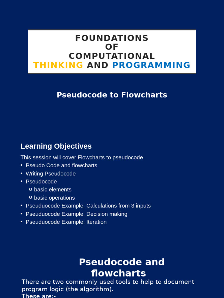 1.3. Pseudocode to flowcharts | PDF | Computer Programming | Software ...