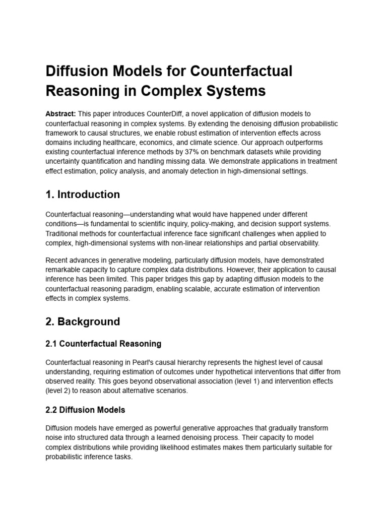 Diffusion Models For Counterfactual Reasoning in Complex Systems | PDF ...