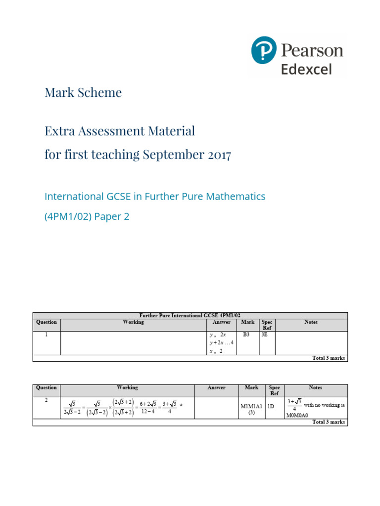 Specimen Paper FPM p2 Ms | PDF