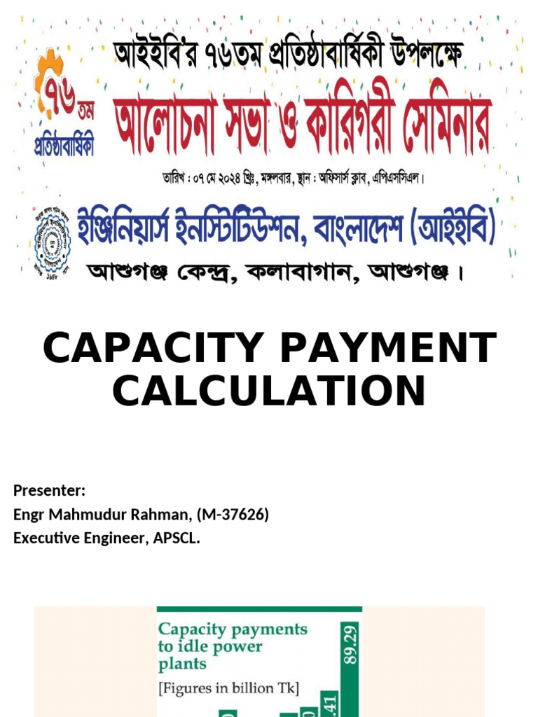 Engineers Day Capacity Payment Overview | PDF | Money | Economies