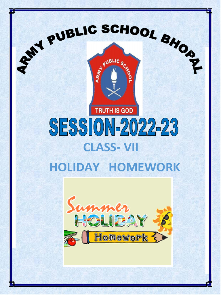 Class VII Holiday Homework Assignments | PDF | Integer | Numbers