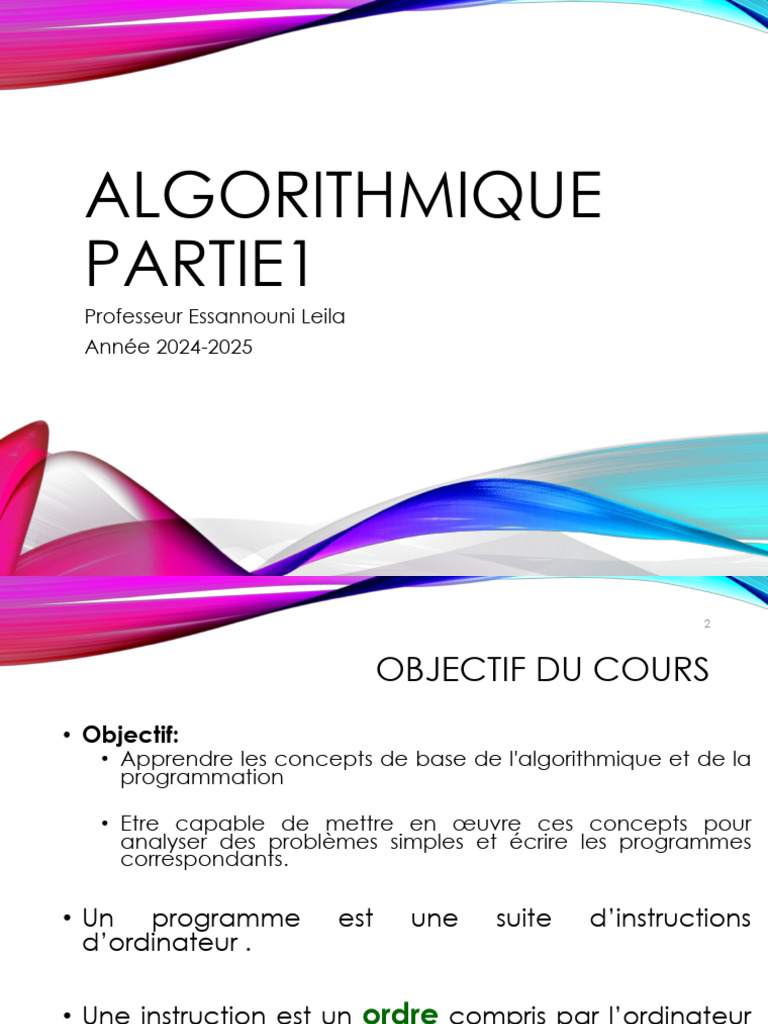Introduction à l'algorithmique | PDF | Variable (informatique ...