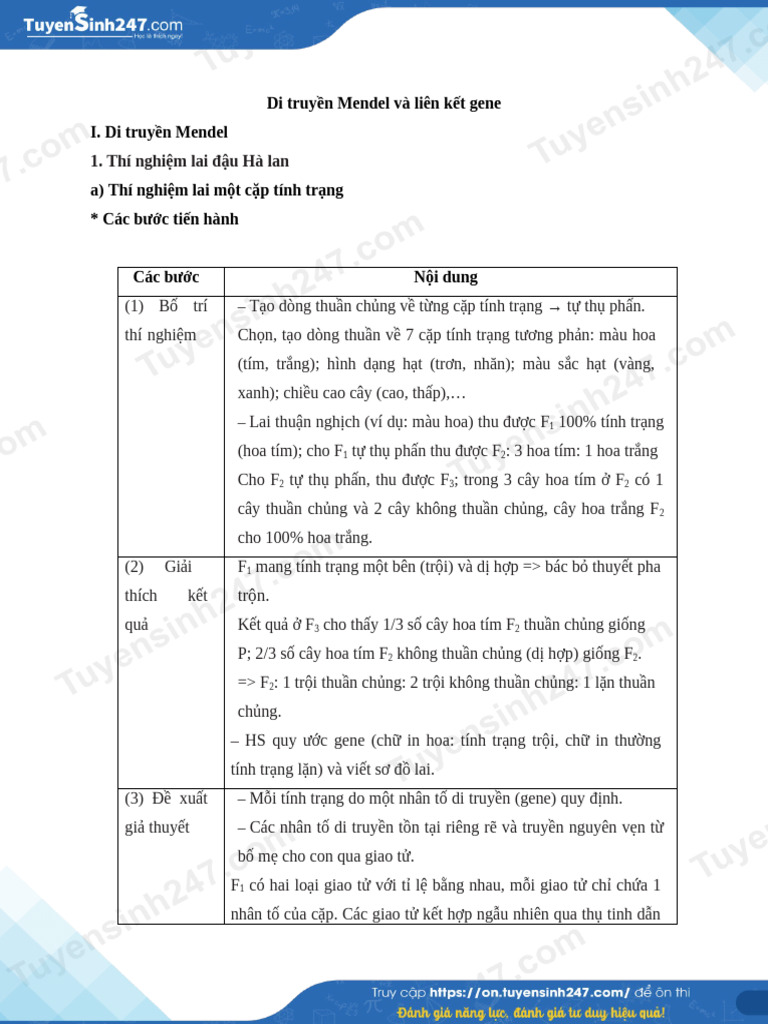 Ly Thuyet Quy Luat Di Truyen - p1 | PDF