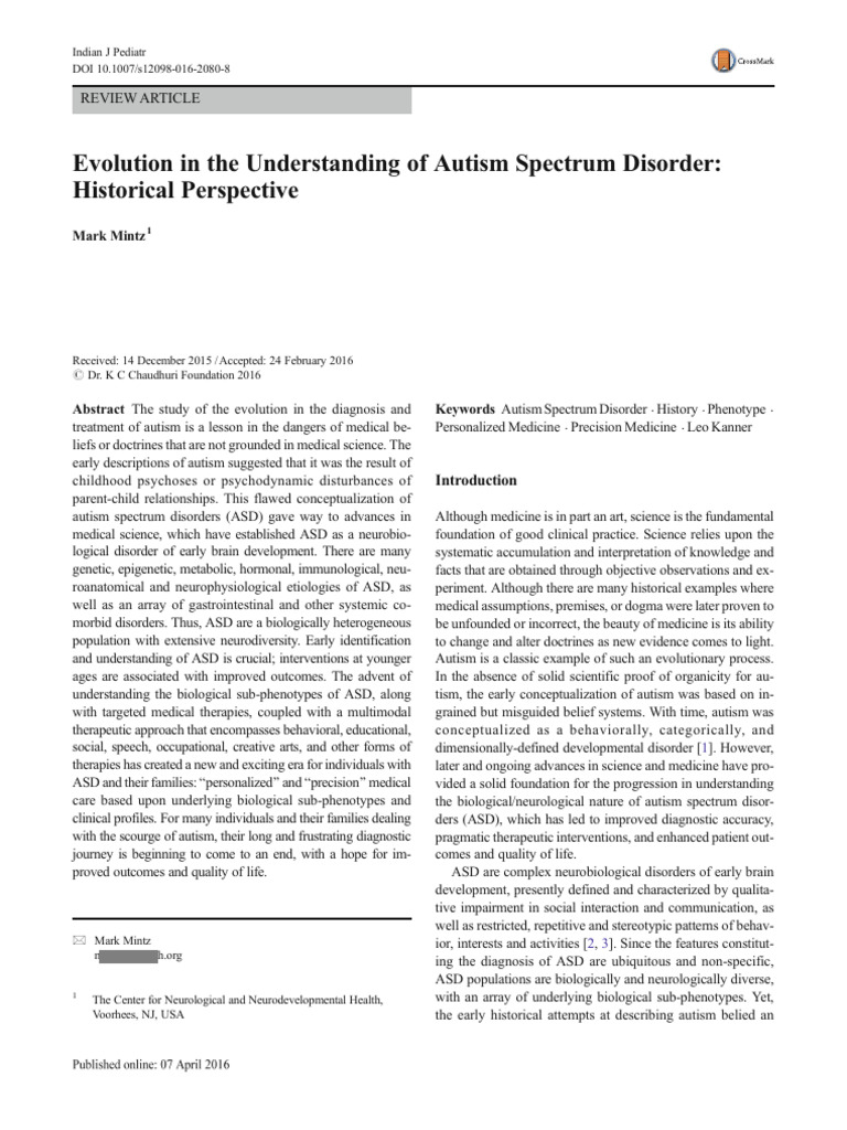 Evolution in The Understanding of Autism | PDF | Autism | Diagnostic ...