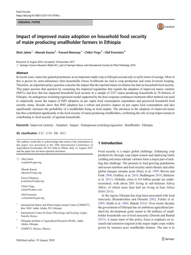 Impact of Improved Maize Adoption On Household Food Security | PDF ...