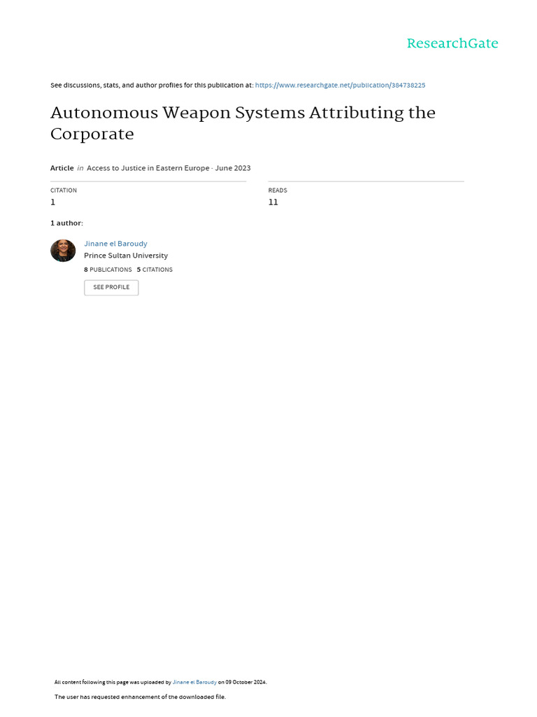Autonomous Weapon Systems Attributing The Corporate | PDF ...