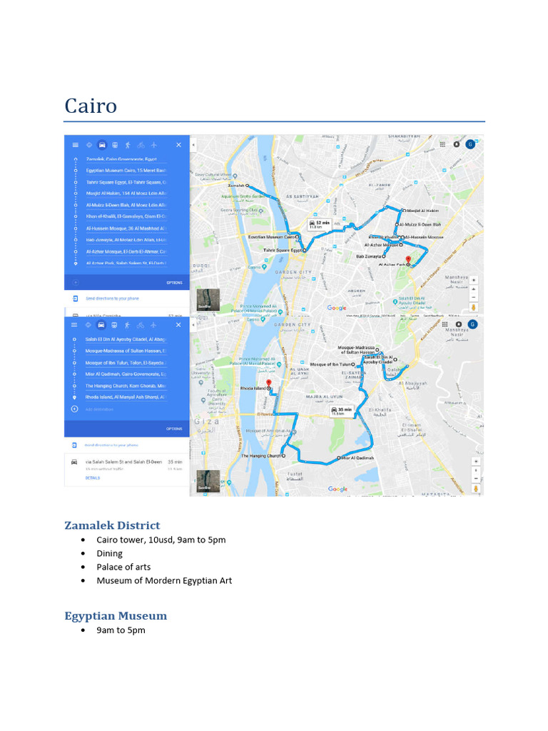 Cairo Itinery | PDF